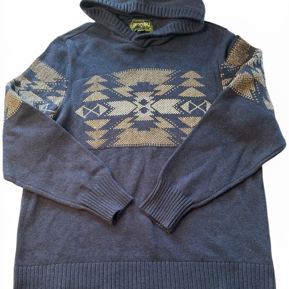 EUC American Eagle Men's XL Tall Pullover Hooded Sweater Aztec Southwest